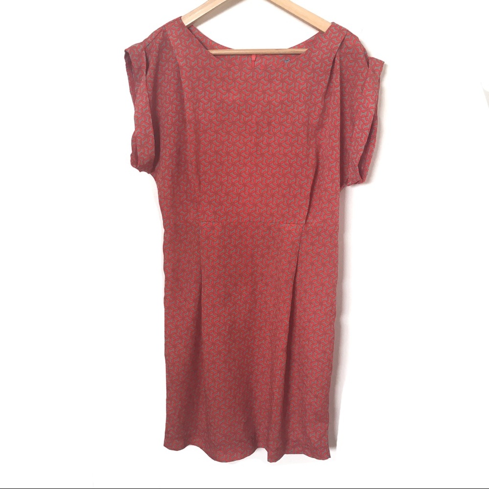 Neblina Dress Red & Taupe Pattern Size M